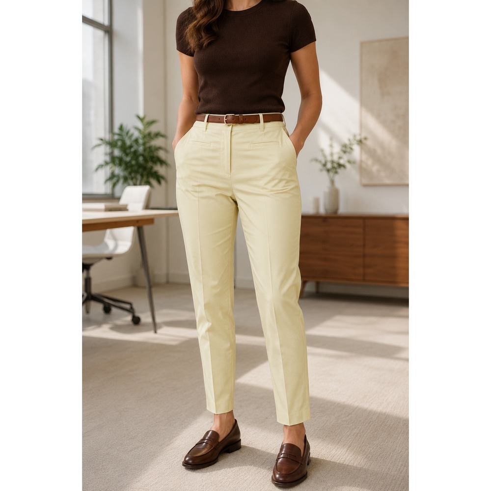 Ann Taylor Yellow Ankle Pants Womens 12 Career Tapered Trousers Q83
